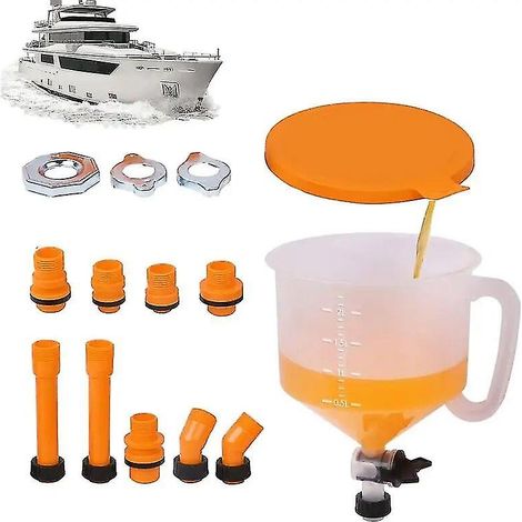 Kit de rinçage de liquide de refroidissement pour radiateur avec entonnoirs anti-déversement (15 pièces) et vanne de purge. (1/5)