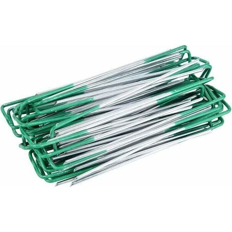 50 Pcs Piquets de Fixation, Piquets de Jardin, Agrafes Gazon Synthétique Vert, pour bâches de Sol de Jardin, Fixation de Gazon synthétique extérieur (1/5)