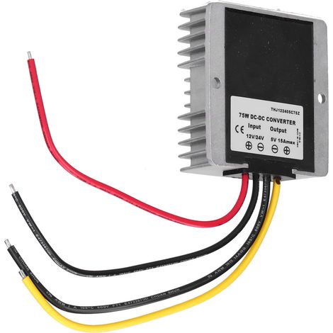 Convertisseur abaisseur DC 12V/24V vers 5V 15A régulateur de tension avec dissipation thermique pour systèmes de surveillance automobile (THJ122405C75Z) (1/5)