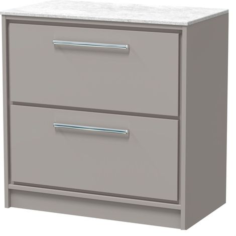 Balterley Longnor 800mm Framed Design Floor Standing 2 Drawer Vanity with Marble Worktop - Pebble Grey
