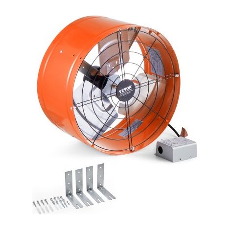 Ventilador de Montaje a Dos Aguas, Extractor de Aire para Ático con Termostato Ajustable y Malla Exterior, 1650 CFM, para Techo, Garaje y Tienda, 380 x 200 x 380 mm, Color Naranja Vibrante (1/5)