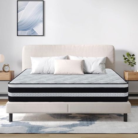 Matelas 160x200 cm Memoire de Forme, Épaisseur 26 cm, Latex, Hybride Mousse & Ressorts Ensachés, Fermeté Moyenne, Hypoallergénique (1/5)
