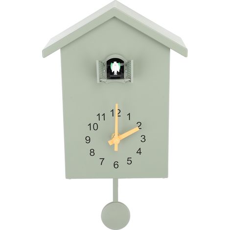 Bird House Wall Clock Bird Voice Call Nordic Style Bird House Pendulum Wall Hanging Clock for Office Bedroom Living Room Green (1/5)