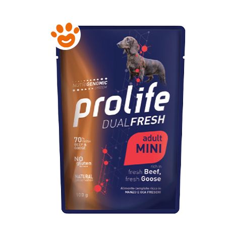 Prolife Dog Dual Fresh Adult Mini Manzo e Oca - Prolife Dog Dual Fresh Adult Mini Manzo e Oca - Bustina Da 100 Gr