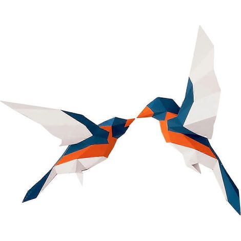 Ornement mural géométrique 3D représentant des oiseaux amoureux-29.7x21cm-Colorful