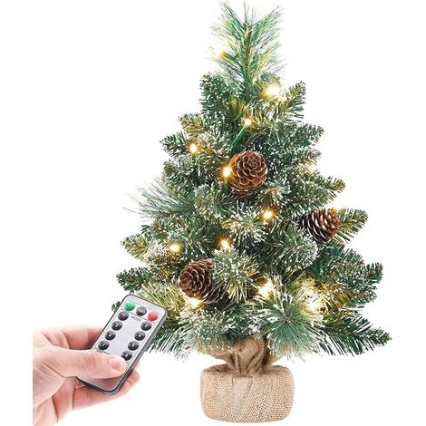 Sapin de Noël Artificiel Mini avec Neige Blanche, 40 cm Petit Sapin de Noël de Table LED Guirlandes Lumineuses, pour Decorations Noël (1/5)