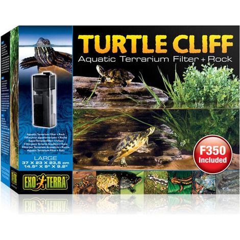 Exoterra Turtle Cliff Large - Roccia + Filtro con Tripla Azione per Acqua Terrari- Misure cm 37x23x23,5H (1/3)