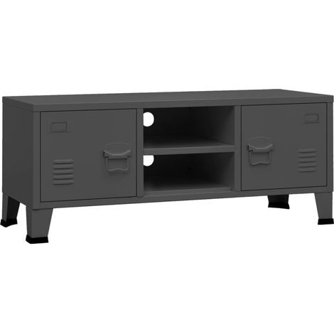 Mueble de TV multimedia estantería de TV aparador mueble de TV comedor salón dormitorio estilo industrial antracita 105 x 35 x 42 cm metal antracita 020027646