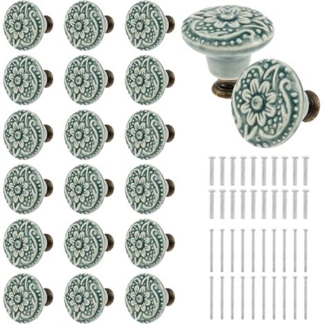 Set mit 20 Keramik-Türknöpfen – Dekorative Vintage-Schubladenknöpfe für Möbel (1/5)
