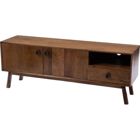 Amadeus - Meuble TV 2 portes 1 tiroir en manguier L150 cm Authentique (1/5)