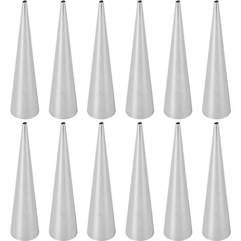 12 moules à cornets à pâtisserie en acier inoxydable, moules coniques pour rouleaux de pâte, outil de pâtisserie en spirale-12.30X2.80X2.80CM