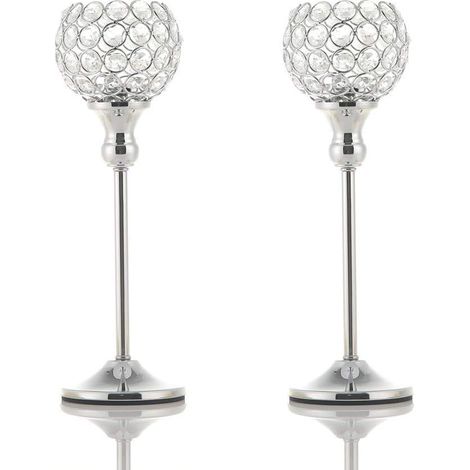 bougeoirs ronds en cristal argenté transparent pour mariage (1/5)