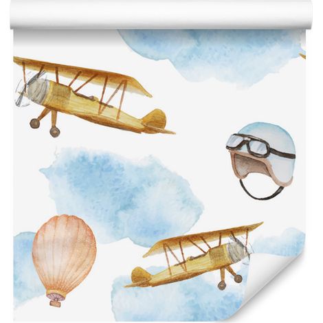 Papier peint Avions et ballons pour salon et chambre 50x1000 cm (1/5)