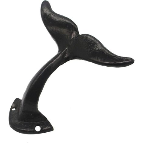 Juego de 1 gancho de pared de cola de ballena negra de hierro fundido. Gancho decorativo para abrigos, ropa, gorras y tiendas. (1/5)