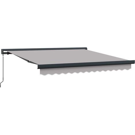 Store banne rétractable gris clair, 300 x 250 cm, en toile et alliage d'aluminium. (1/2)