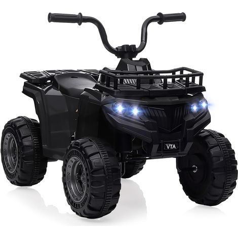 Quad eléctrico infantil 12V ATV – 4 ruedas, 2 velocidades, neumáticos dentados, LED, música – Para niñas y niños de 2-5 años - Negro
