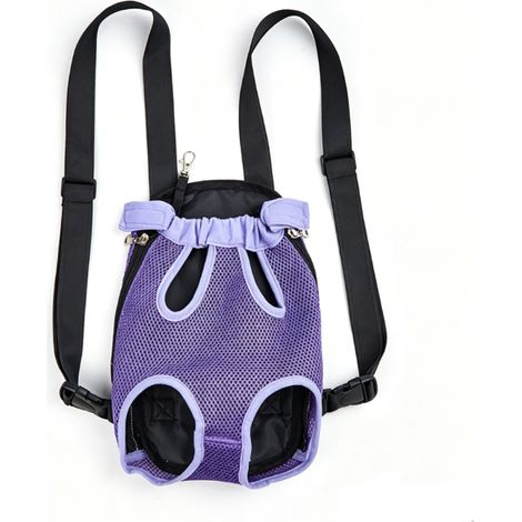 Sac à dos pliable et ajustable pour animaux de compagnie jusqu'à 5 kg, porte-bébé ventral et dorsal, sac de transport respirant pour chiens et chats de petite et moyenne taille, couleur violette (1/5)