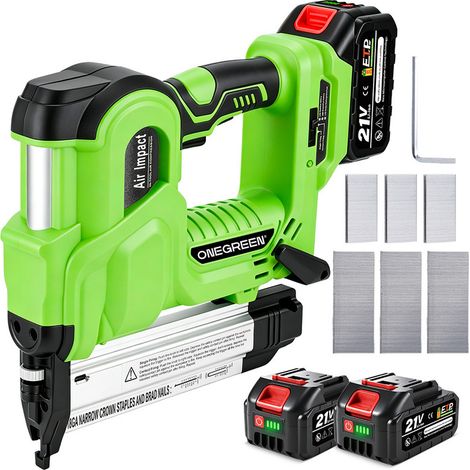 2 en 1 Cloueuse sans fil, agrafes et Clou droit(F20-F50),Réglage de la profondeur - Avec 2 batteries 4Ah et 300 clous droits F50 et 300 clous 9032