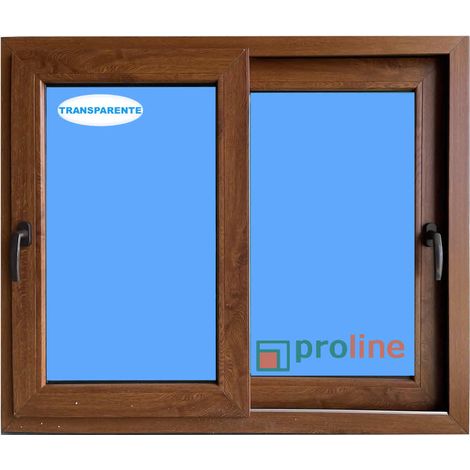 Ventana PVC 1200x1000 Roble Dorado Corredera Vidrio Transparente (1/3)