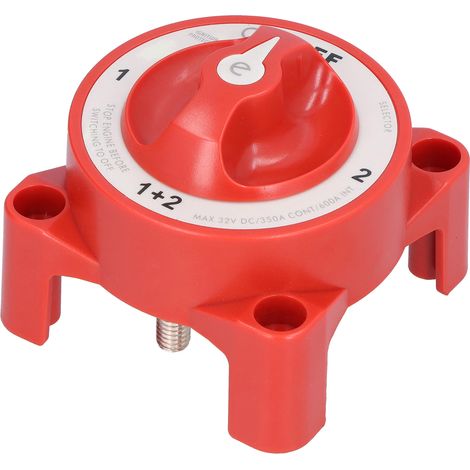 Coupe-circuit de batterie 4 positions, bornes 3/8"-16, IP66 étanche pour camping-cars, 32V 350A, rouge (1/5)