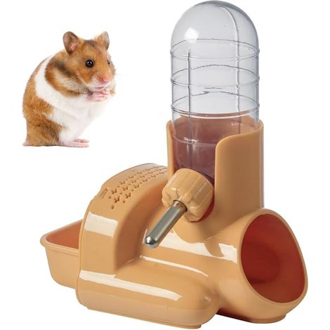 Hamster Drinking Bowl House Hamster Feeder Small Water Bottle Hanging Drinking Bowl with Stand Suitable for Small Animals Grey (1/3)