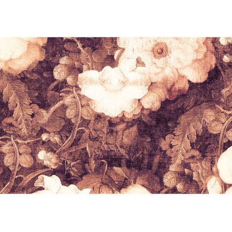 Papier peint panoramique floral vintage marron Tapisserie panoramique vintage motif fleur Papier peint panoramique fleuri cage d'escalier (1/3)