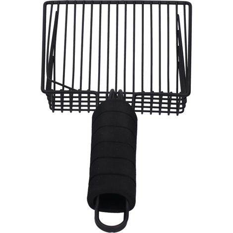 Litière en métal réutilisable pour chat, pelle à sable, tamis, fournitures de nettoyage pour animaux de compagnie, noir (grand) (1/5)