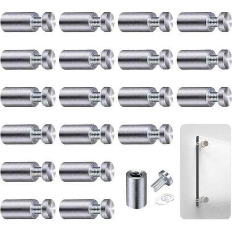 Abstandshalter, 20 Stück Abstandsschrauben, Abstandsbolzen für Glaswerbeachsen, Glasbefestigungsabstandshalter für Werbung, für Schilder und Displays, 12 x 25 mm (Arg-Crezuo)