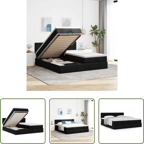 Matratze - Ottoman-Bett mit Matratzen Schwarz 160x200 cm Stoff (1/5)