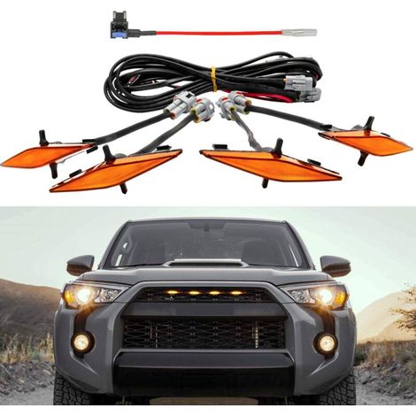 4-Pack Amber LED Grille Lights (Amber) with Fuse and Instructions for 2014-2022 Toyota 4Runner TRD Pro Including SR5, TRD Off-Road, Limited, TRO Pro