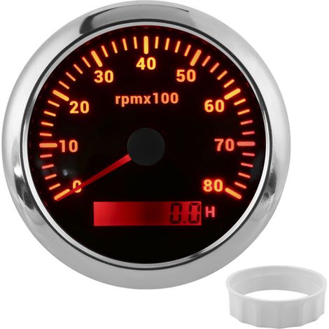 Tacómetro con contador de RPM, 85 mm/3,35 pulgadas, 0-8000 RPM, tacómetro digital universal, resistente al agua, tacómetro marino para motores fueraborda, para coches, barcos, vehículos recreativos, 9 (1/5)