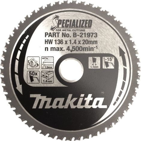 Makita – Lame de scie circulaire 136 mm – 50 dents pour tôle – Alésage 20 mm – Coupe précise et efficace (1/6)