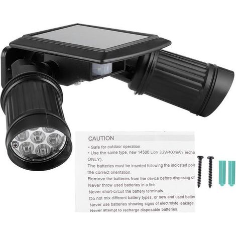 Projecteur Solaire Réglable À Double Tête 14led, Applique Murale Avec Capteur De Mouvement, Lumière De Sécurité Pour Jardin Extérieur (1/3)