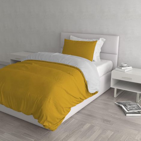 Housse de Couette Natural Colour, Moutarde /Gris clair, 1 Place (1/5)