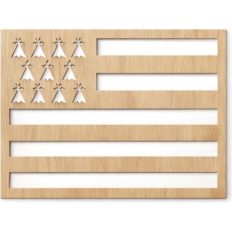 Décoration murale drapeau Breton en bois 90 cm (1/3)