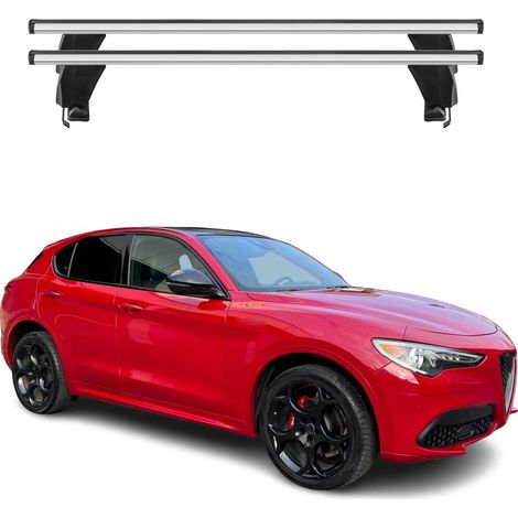 OMAC Dachträger Querträger Alu für Alfa Romeo Stelvio 2017-2026 – Abschließbar – T-Nut – City-Crash-getestet – Max. 50 kg Silber (1/5)