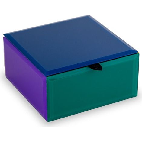 WD LifeStyle Cofanetto in Vetro 11,5 x 11,5 x 5,7 Cm Blu Viola Verde