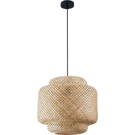 Suspension bohème bambou crème Ø40 E27 Polux Berta (1/5)
