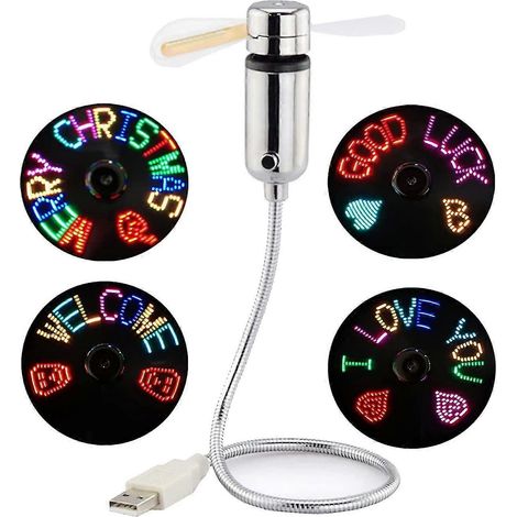 Ventilateur USB LED, nouveau ventilateur portable programmable et créatif alimenté par USB, mini ventilateur à col de cygne pour ordinateur portable et ordinateur - Lumières colorées - Bon (1/4)