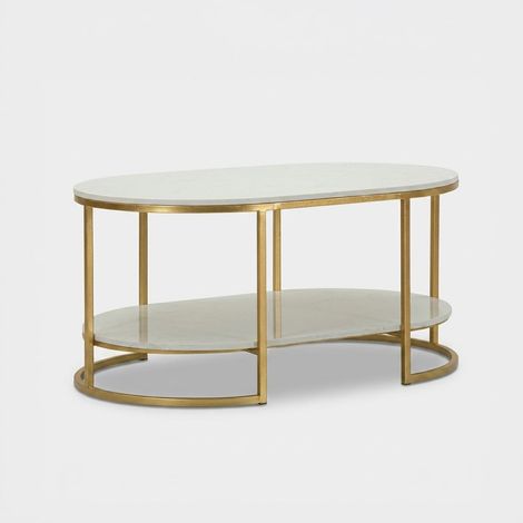 Mesa de centro con doble estante efecto mármol Izmir (1/5)