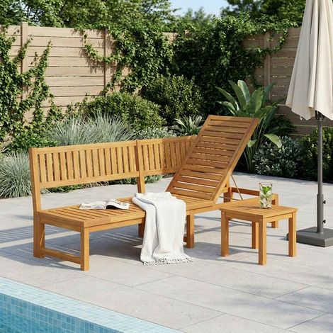 Teenpull – Sonnenliege Öl-Natur 200 x 57 x 75cm Massivholz Akazie (1/5)