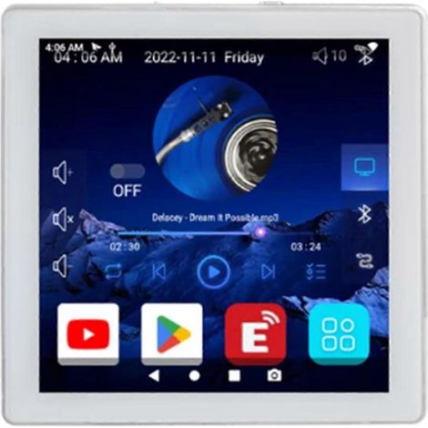 Amplificateur mural intelligent 4 x 25 W, 8 ohms, Android 10.0, Wi-Fi, Bluetooth, blanc
