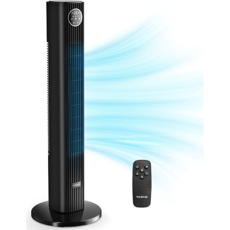 Ventilateur Tour Oscillant  - 3 Vitesses & Modes - Minuterie 12H - Télécommande - Noir