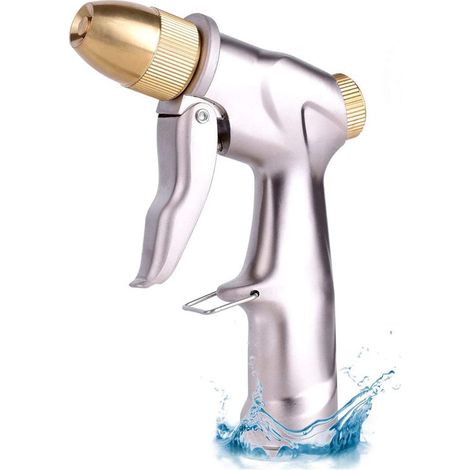 Pulvérisateur de buse de tuyau d'arrosage, buse d'eau portative en métal 100% robuste haute pression, 4 modes de pulvérisation (1/5)