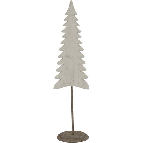 Whitewashed Tall Christmas Tree on Stand - Metal - L9 x W10 x H40 cm - White