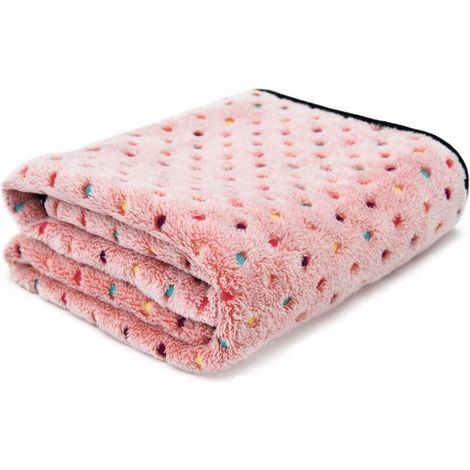 Couverture pour chien et chat en polaire, coloris rose à pois, taille L 100 × 120 cm (1/5)