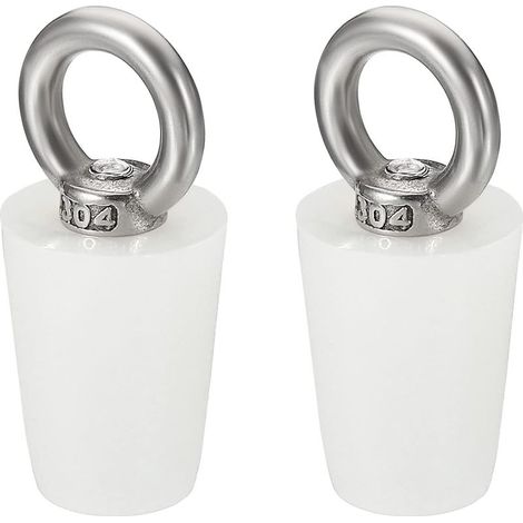 Tapón cónico de silicona de 14 mm a 19 mm, tapón sólido con anillo para tubos de ensayo, tuberías de agua y desagües, color blanco, 2 unidades. (1/5)