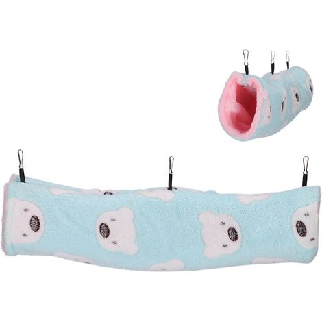Petit tunnel pour animaux de compagnie, nid en coton doux et peluche, maison suspendue pour hamster (Petit ours vert) L (1/5)