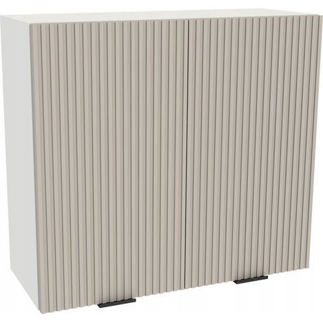 Mueble de cocina superior 80/72, cuerpo Vigo blanco, frontal ranurado, acabado Cashmere Matt. (1/3)