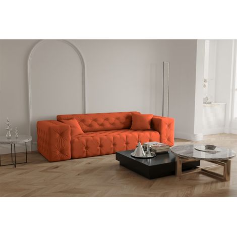 Sofa Designersofa CHANTAL 3-Sitzer in Stoff Opera Velvet Orange (1/5)